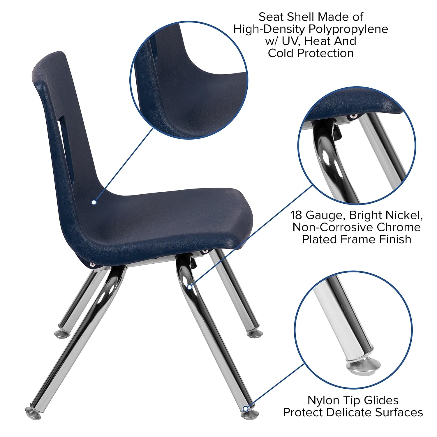 Flash Furniture Mickey Advantage Navy Student Stack School Chair - 12-Inch