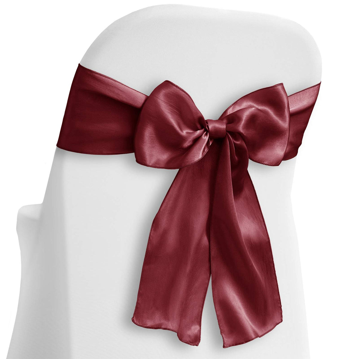 Lann'S Linens - 10 Elegant Satin Wedding/Party Chair Cover Sashes/Bows - Ribbon Tie Back Sash - Burgundy