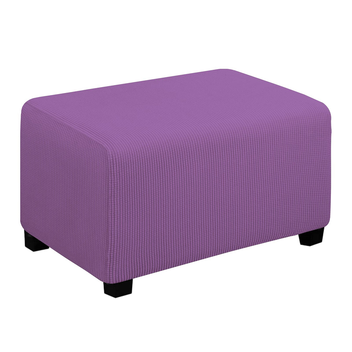 Easy-Going Stretch Ottoman Cover Folding Storage Stool Furniture Protector Soft Rectangle Slipcover With Elastic Bottom(Ottoman Small,Purple)