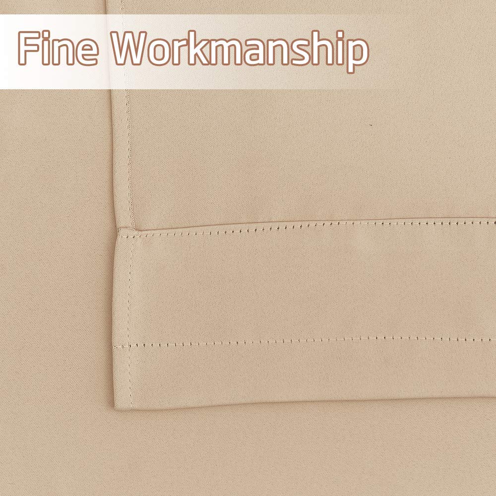 Nicetown Farmhouse Valances For Kitchen/Bathroom/Living Room Blackout Privacy Adjustblae Rod Pocket Short Winow Curtains For Cafe/Loft/Office, 1 Pair, 42' X 18' 1.6' Header, Biscotti Beige