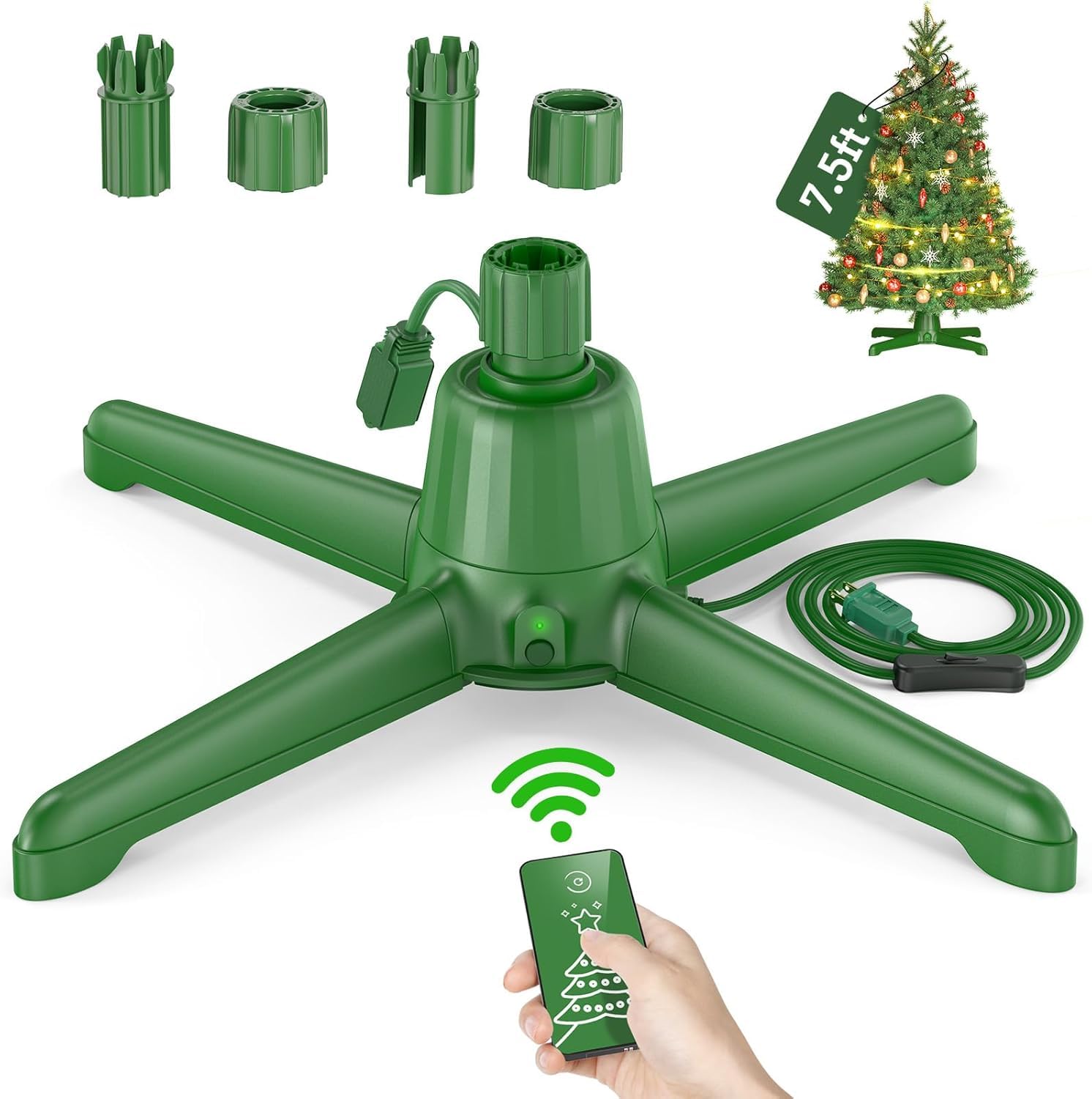 2024 Upgrade Rotating Christmas Tree Stand, UL Certified Adjustable Tree Stands with Remote Control for Up to 7.5ft 90lb Artific
