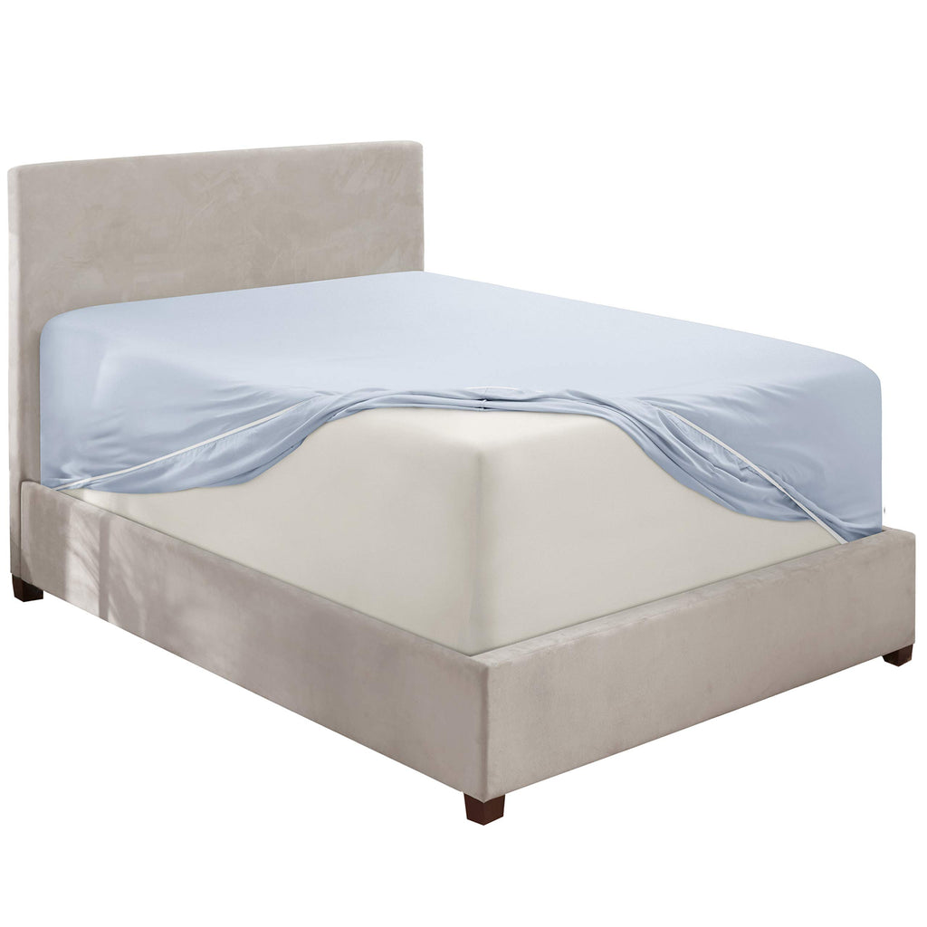 Nestl Ice Blue Twin Xl Fitted Sheet Only, Extra Deep Pocket Fitted Bed Sheet, 1800 Microfiber Xl Twin Fitted Sheet, Ultra Soft Fitted Sheet Twin Xl Fits Up To 24 Inch Mattress