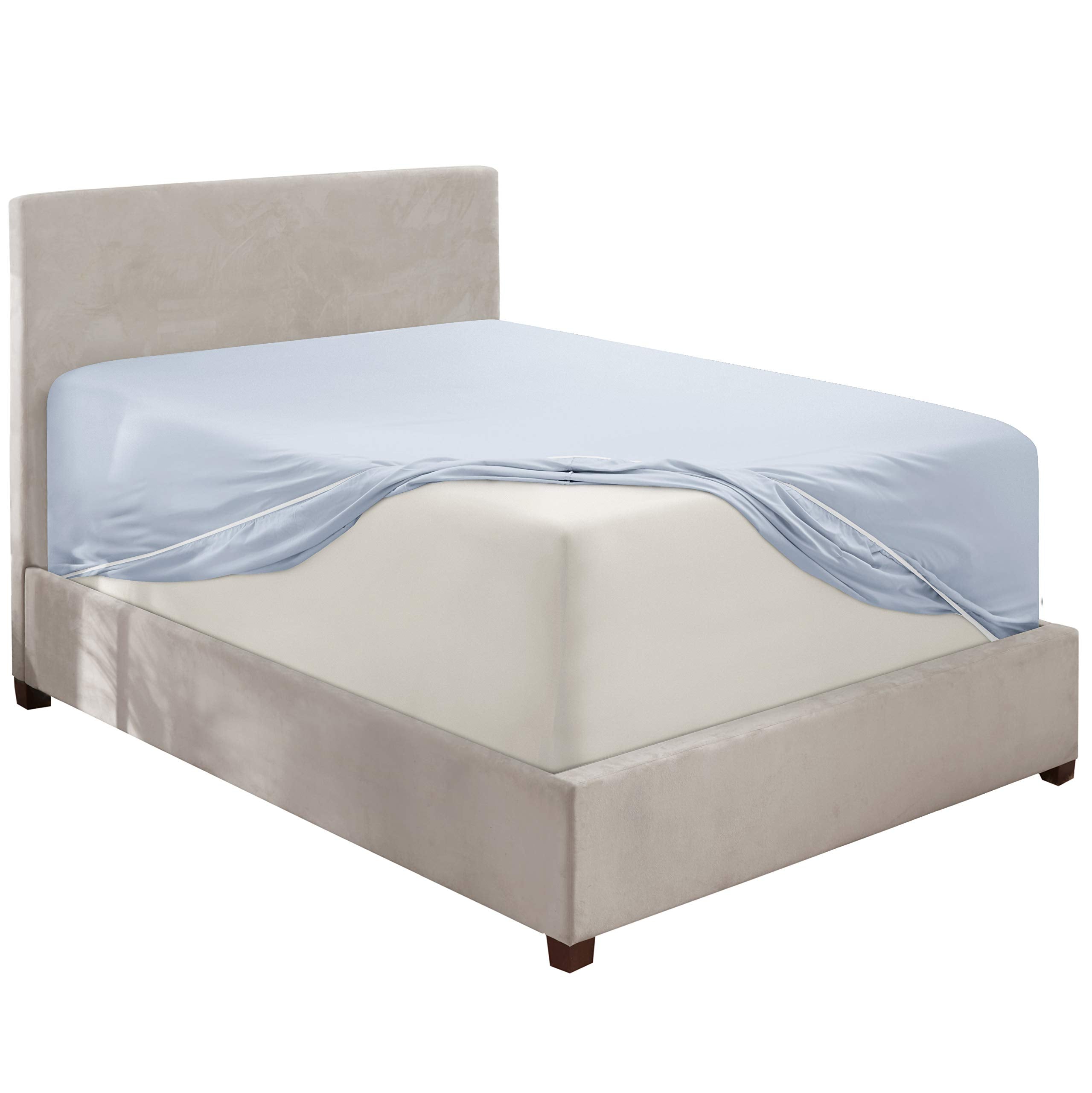 Nestl Ice Blue Twin Xl Fitted Sheet Only, Extra Deep Pocket Fitted Bed Sheet, 1800 Microfiber Xl Twin Fitted Sheet, Ultra Soft Fitted Sheet Twin Xl Fits Up To 24 Inch Mattress