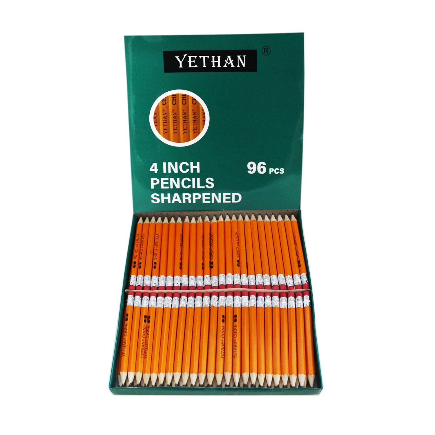 Yethan 96Pcs Golf Pencils With Eraser Tops,Hexagon Wooden Pencils, Pre Sharpened 2# Hb Half Pencils For Kids Golf School Office