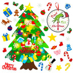 Felt Christmas Tree for Kids Wall, Upgraded Felt Tree Kit with Lights + Advent Calendar + 32 Ornaments, DIY Felt Tree Set Christ