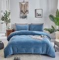 Houseri Blue Velvet Comforter Set Queen Light Blue Fluffy Sherpa Bedding Comforter Queen Size Dusty Blue Flannel Bedding Sets Me