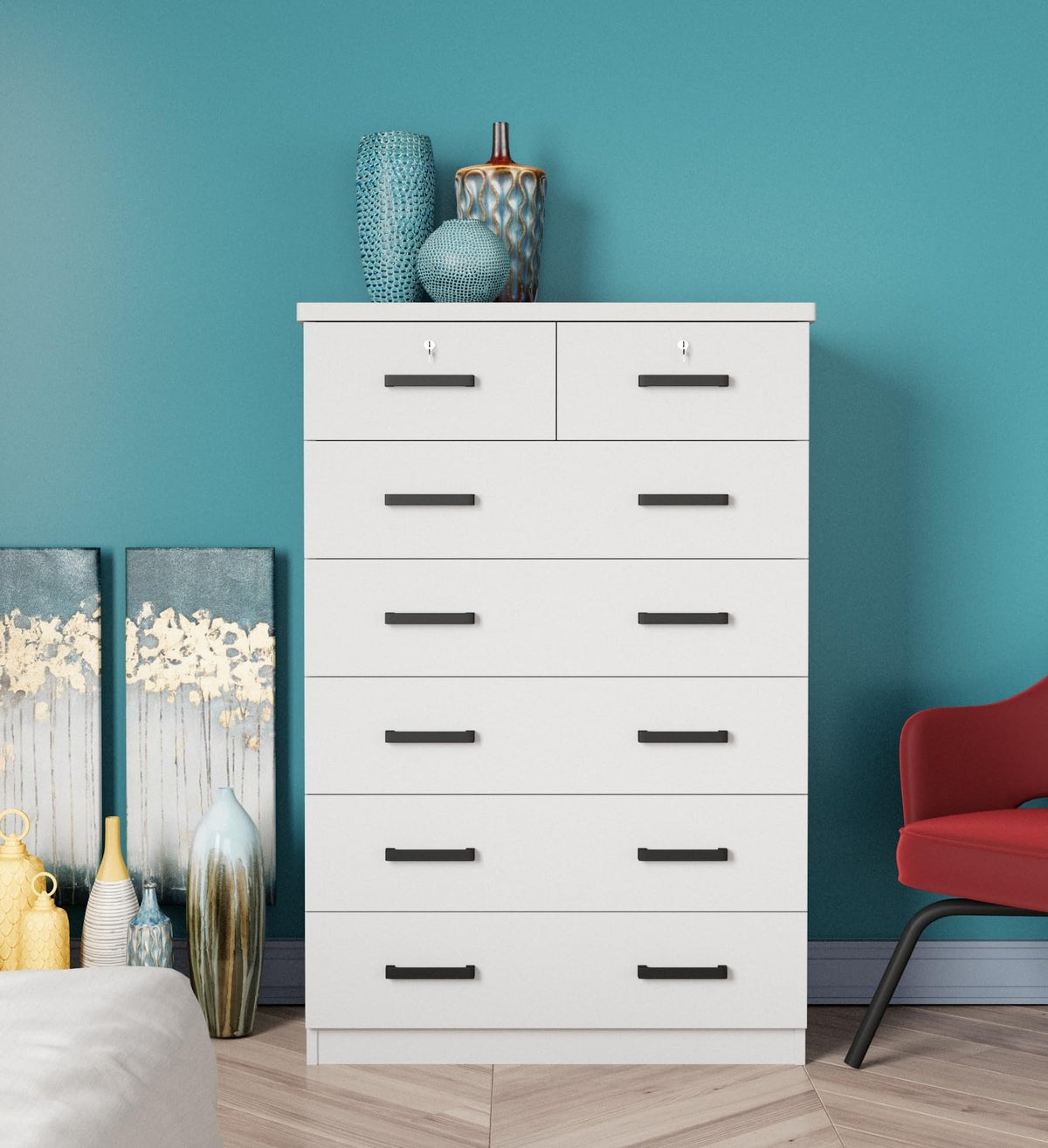 Woodpeckers Furniture And Mattress 7 Drawers Chest - Cindy (White)