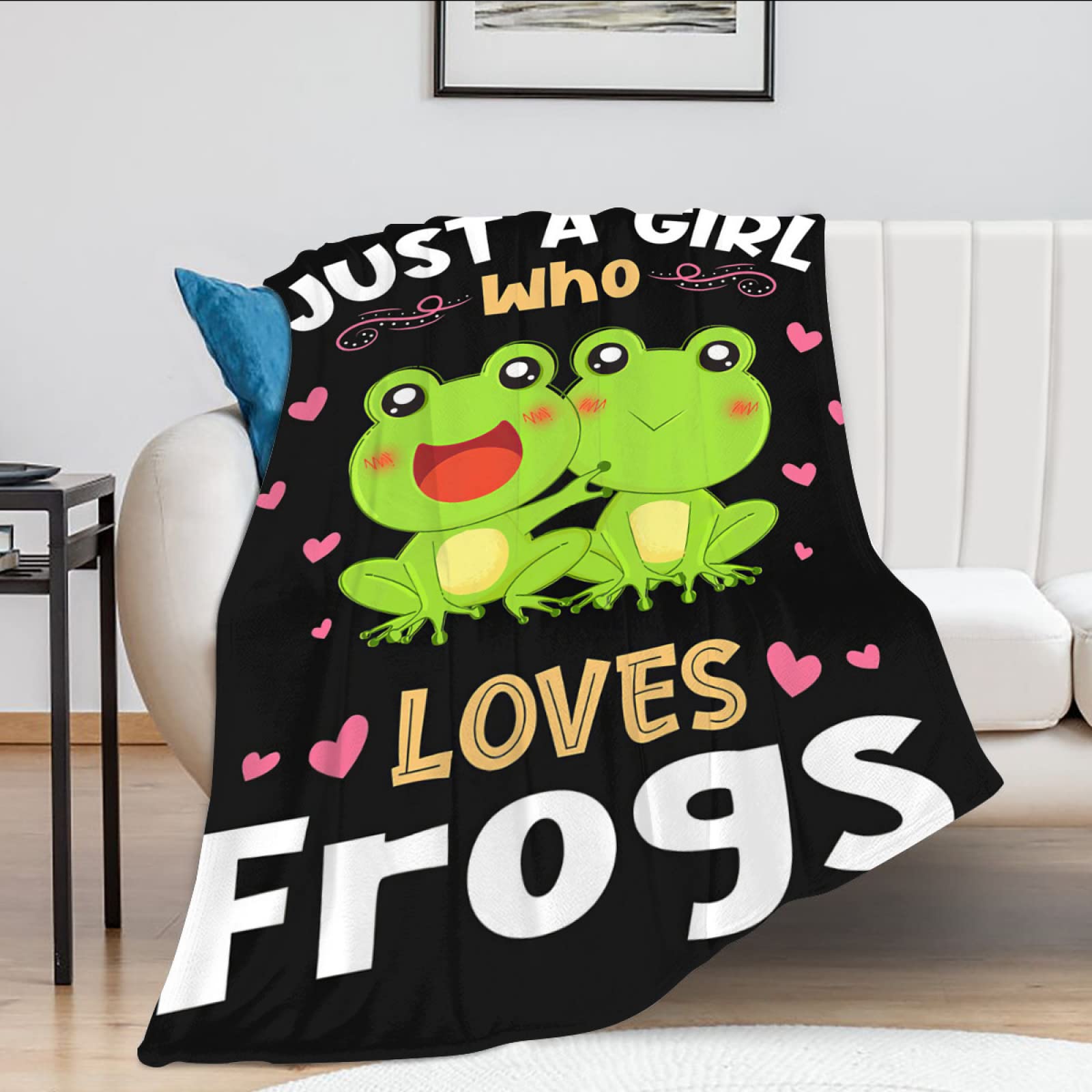 Frog Blanket Just A Girl Who Loves Frogs Super Soft Fluffy Warm Cozy Lightweight Fleece Frog Gifts Blanket For Adults Kids Home