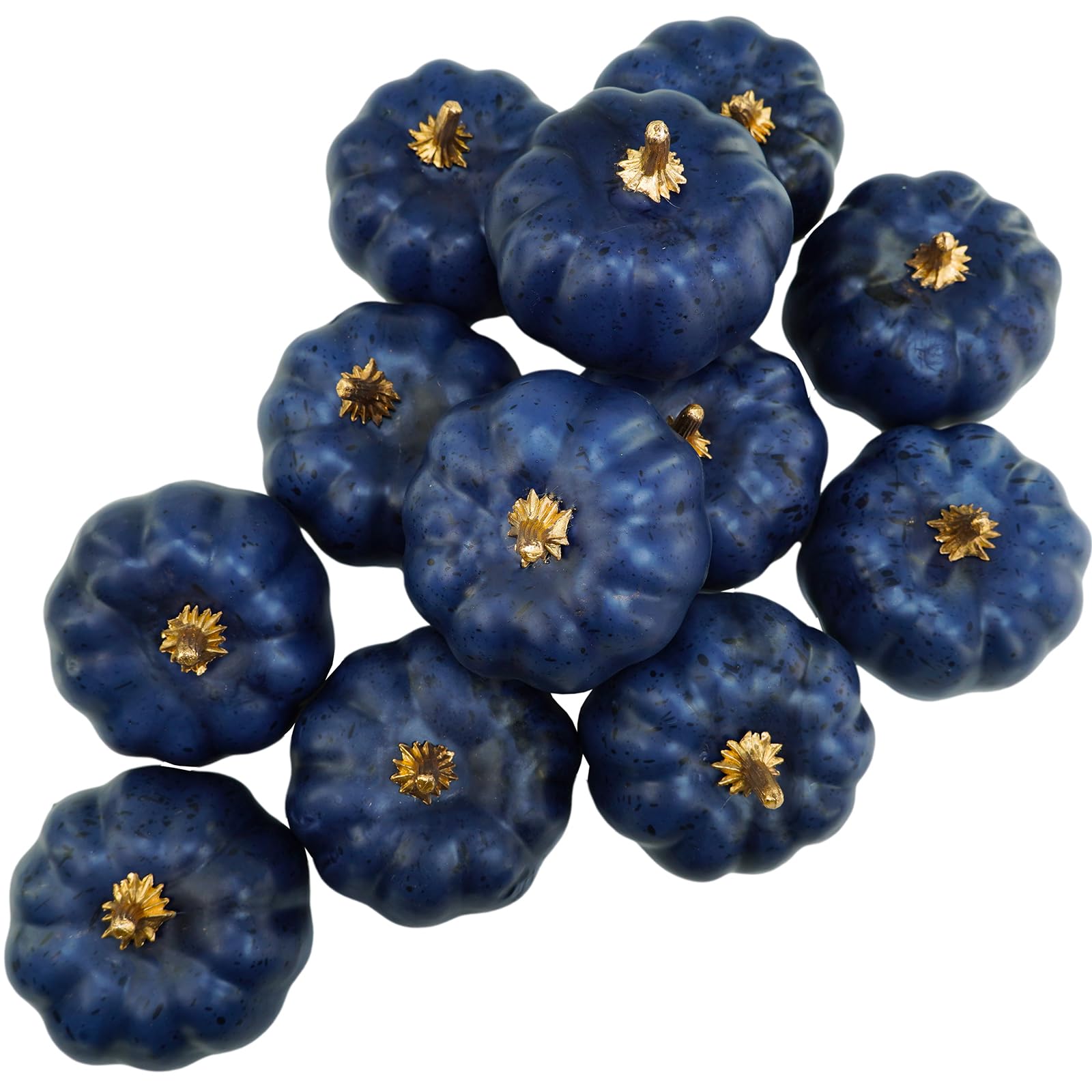 Winlyn 12 Pcs Small Artificial Pumpkins Navy Blue Pumpkins Decorative Dark Blue Pumpkins Foam Pumpkins for Fall Gifts Baby Showe