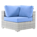 Modway Convene Wicker Rattan Outdoor Patio Corner Chair in Light Gray Light Blue