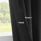 Joydeco Velvet Curtains 72 Inch 1 Panel, Long Luxury Black Blackout Thermal Insulated Rod Pocket Window Curtains, Super Soft Roo