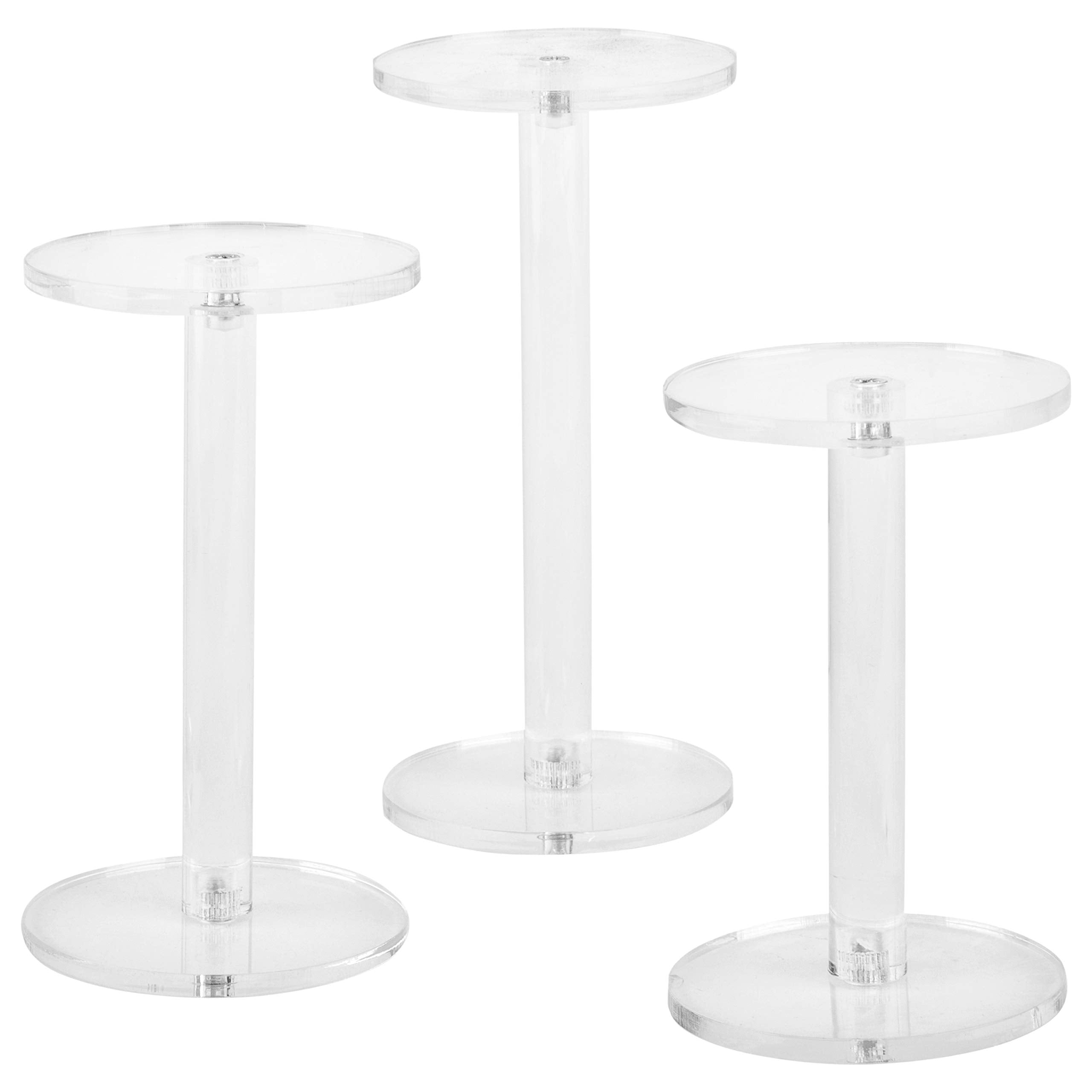 Mygift Acrylic Display Riser, Set Of 3 Clear Round Acrylic Jewelry/Watch Display Pedestal Riser Stands