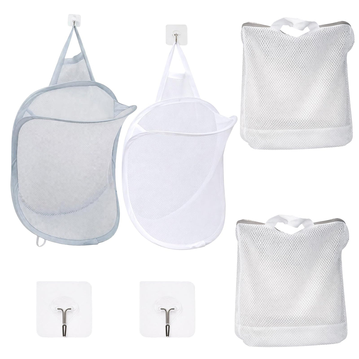4Pcs Hanging Laundry Basket, Wall Laundry Basket, Mini Basket for Small Spaces, Mesh Laundry Hamper with Oxford Fabric Construct