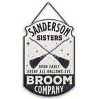 Open Road Brands Disney Hocus Pocus Sanderson Sisters Broom Company Hanging Wood Wall Decor - Fun Hocus Pocus Sign for Halloween
