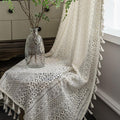 Wazzio Burnt Orange Sheer Curtains 72 Inch Length 2 Panels Set Boho Crochet Lace Curtains For Bedroom Living Room Kitchen Window