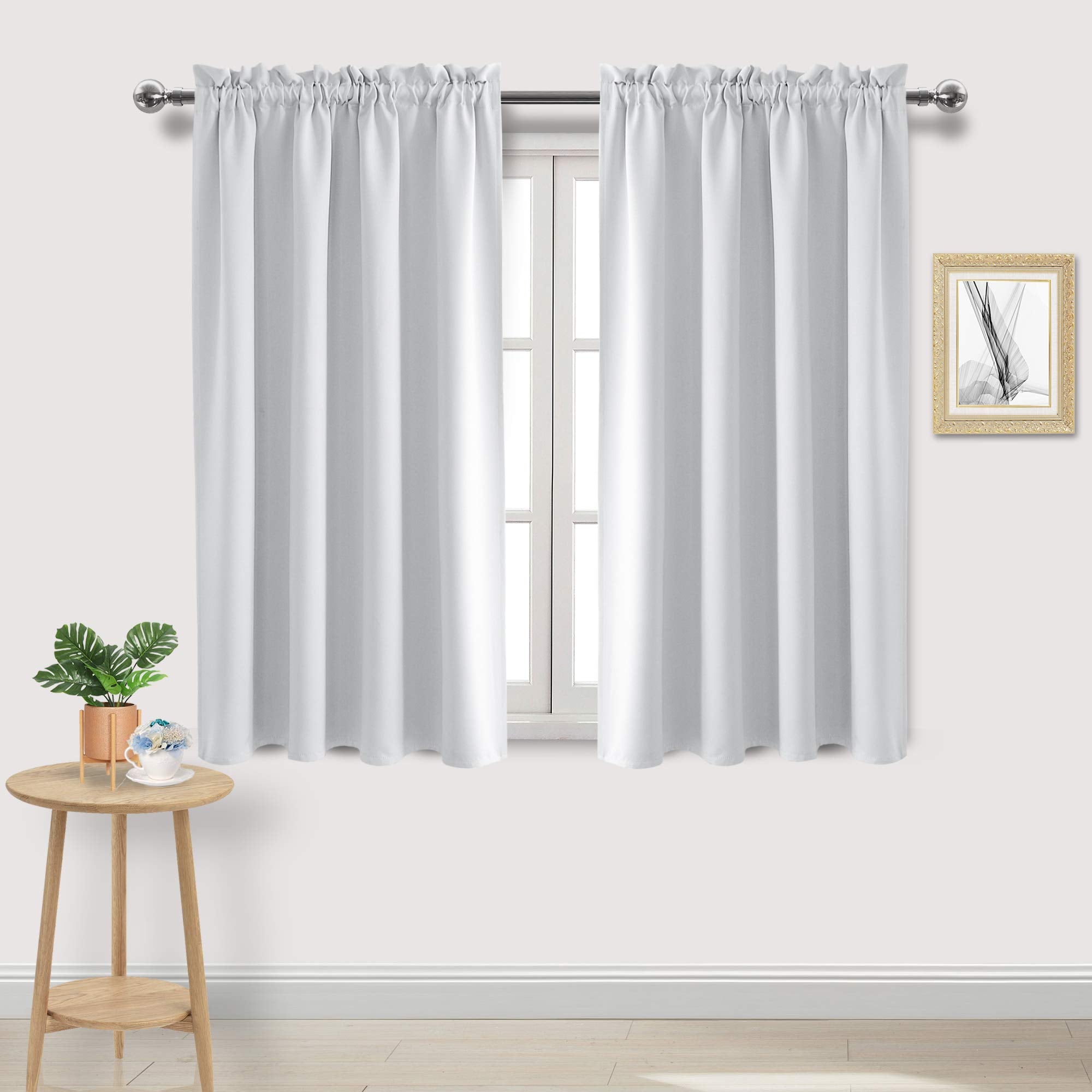 Dwcn White Room Darkening Blackout Curtains - Thermal Insulated Privacy Energy Saving Window Curtain Drapes 52 X 45 Inch Length,