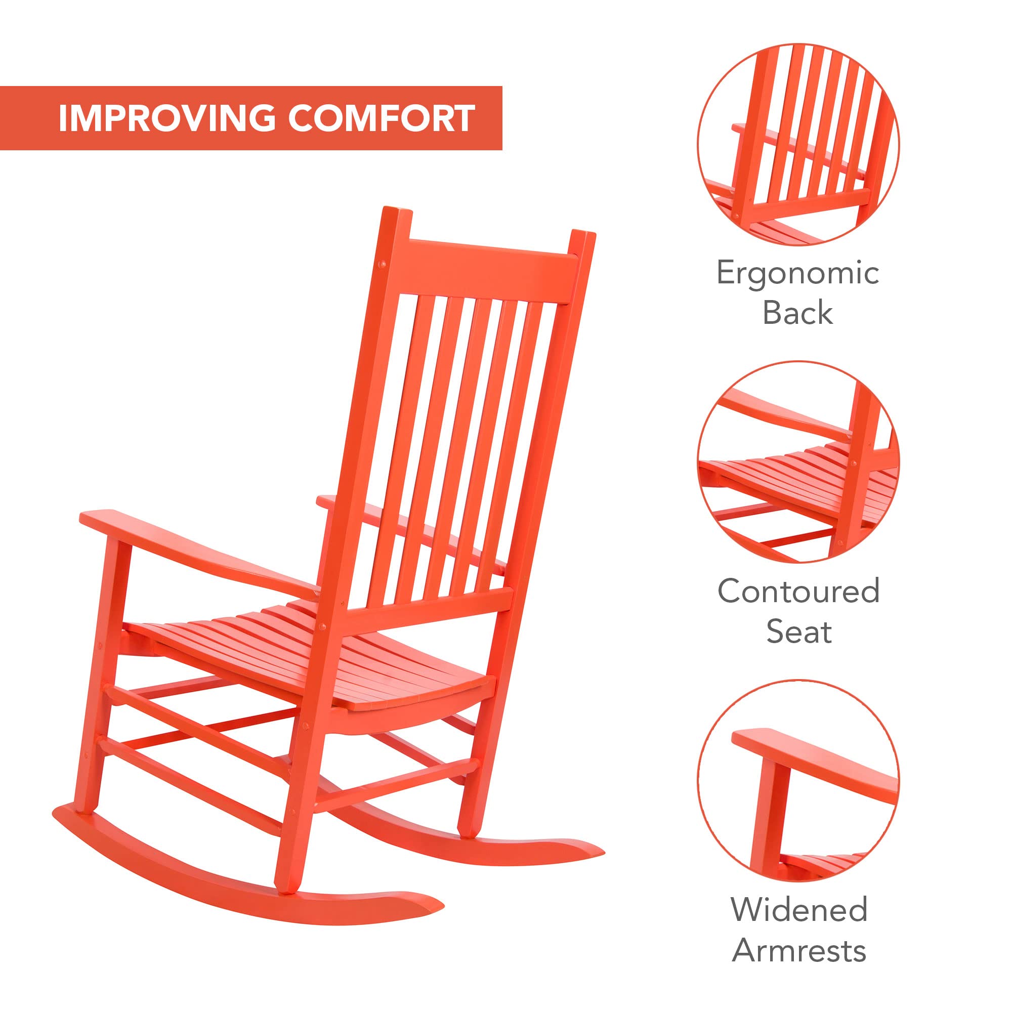 Shine Company Vermont Rocking Chairs, Outdoor Front Porch Rocker Set Of 2, Tuscan
