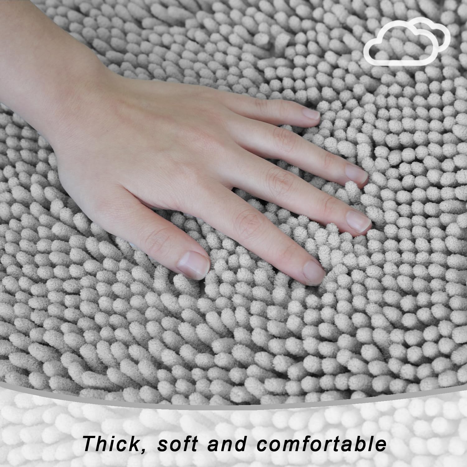 Boankodu Bathroom Rugs Sets 3 Piece, Super Soft Absorbent Bath Mat Set,With U-Shaped Toilet Rug,Strong Pvc Underside Bathroom Ru