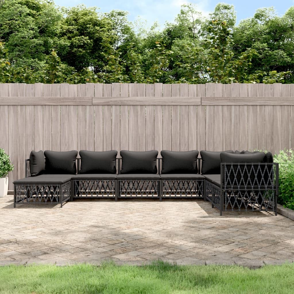 vidaXL Patio Furniture Set 8 Piece, Sectional Sofa with Cushions, Patio Lounge Set for Outdoor Garden Lawn Backyard, Anthracite Steel