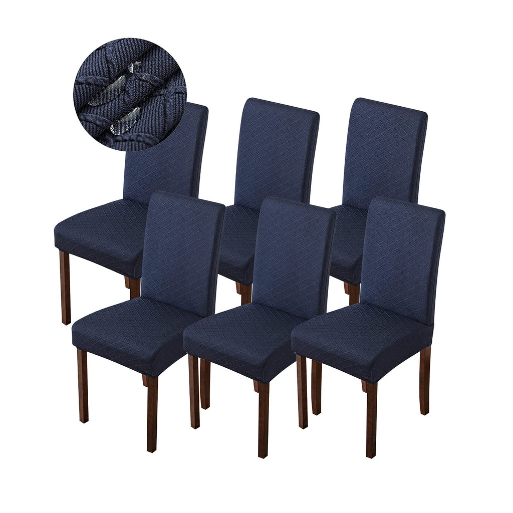 Genina Waterproof Chair Covers for Dining Room Dining Chair Covers Kitchen Parsons Chair Covers (Navy Blue, 6 PCS)