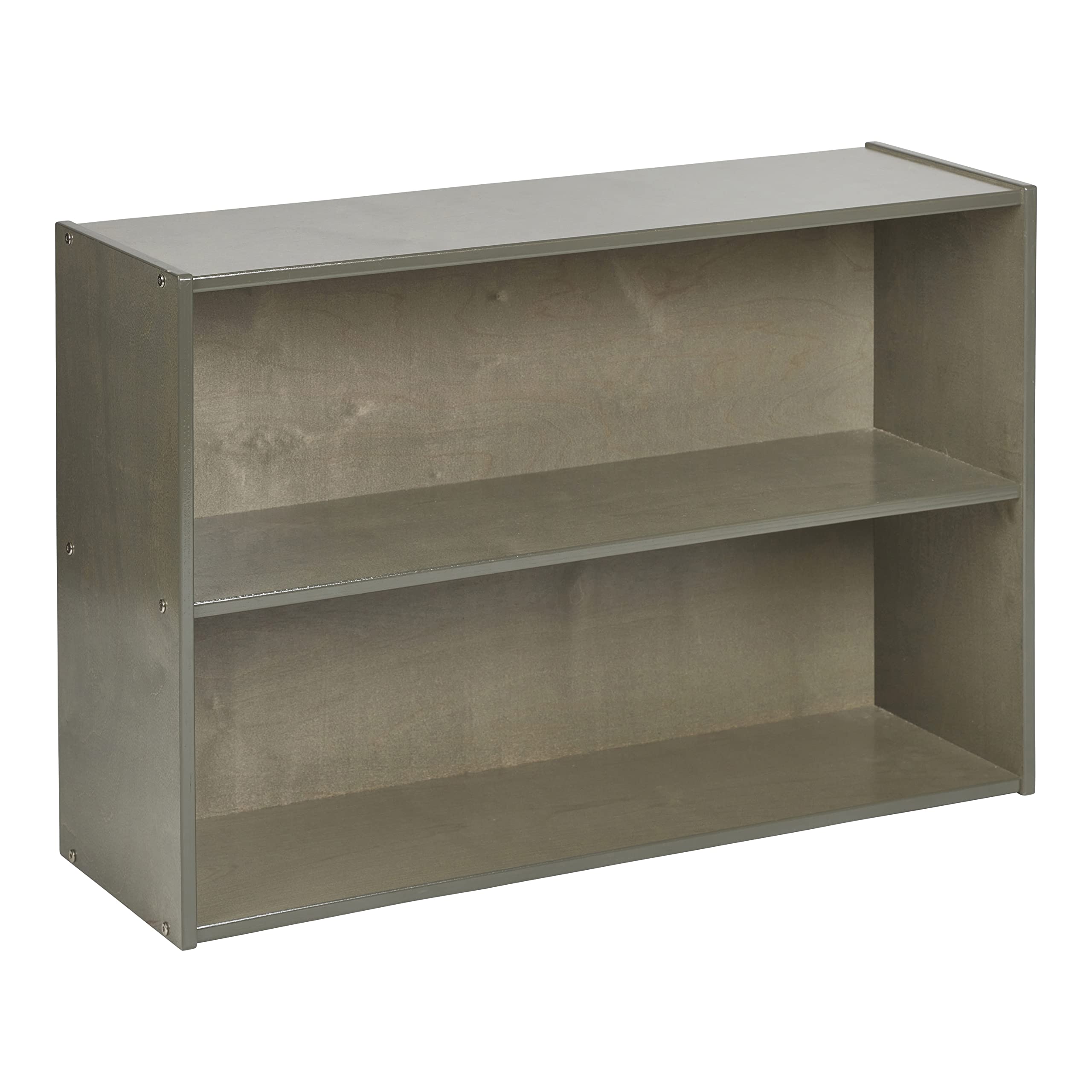 ECR4Kids Streamline 2-Shelf Storage Cabinet, 24in, Kids Bookshelf, Grey Wash