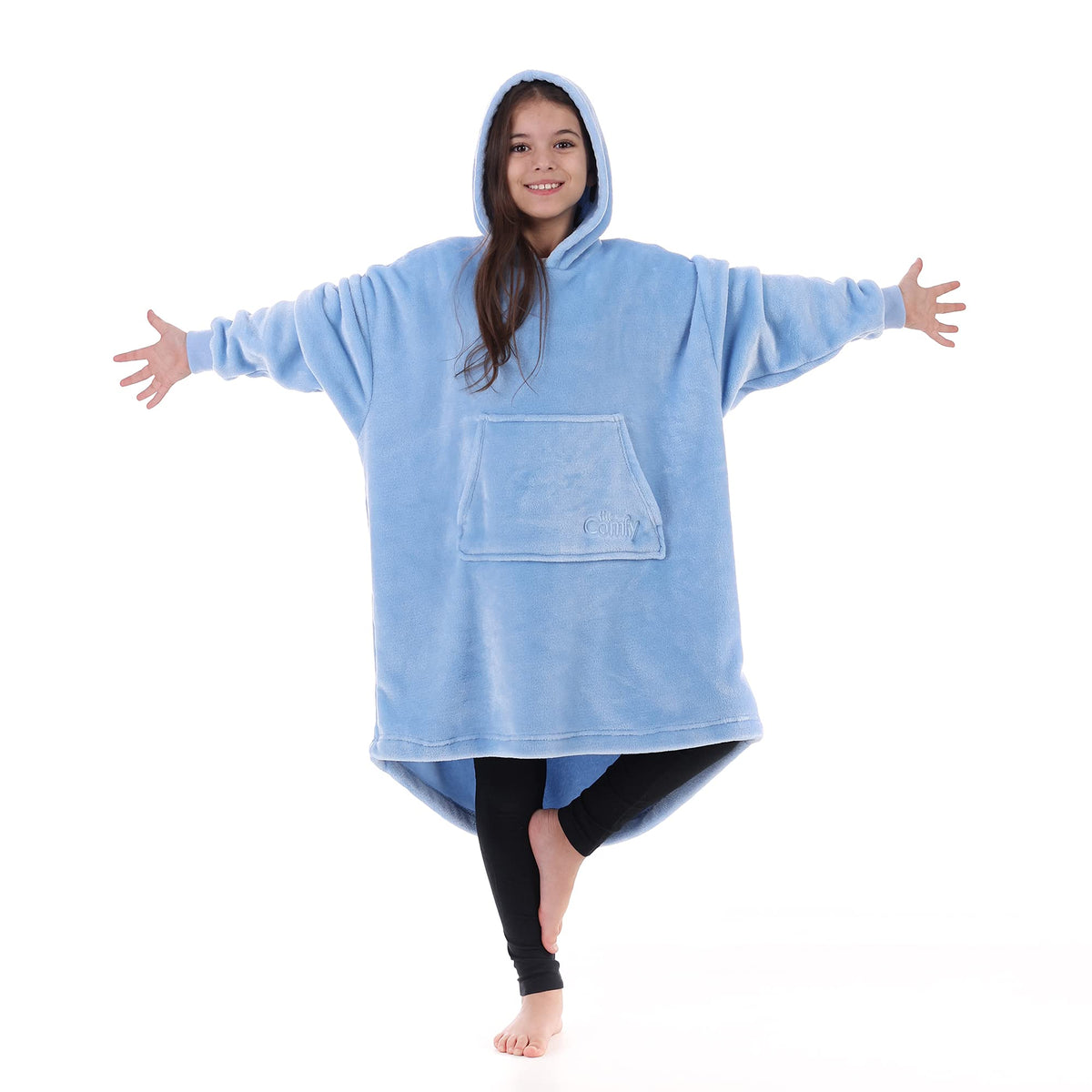 The Comfy Dream Jr | Oversized Light Microfiber Wearable Blanket, Seen On Shark Tank (Kids Sky Blue), Kids