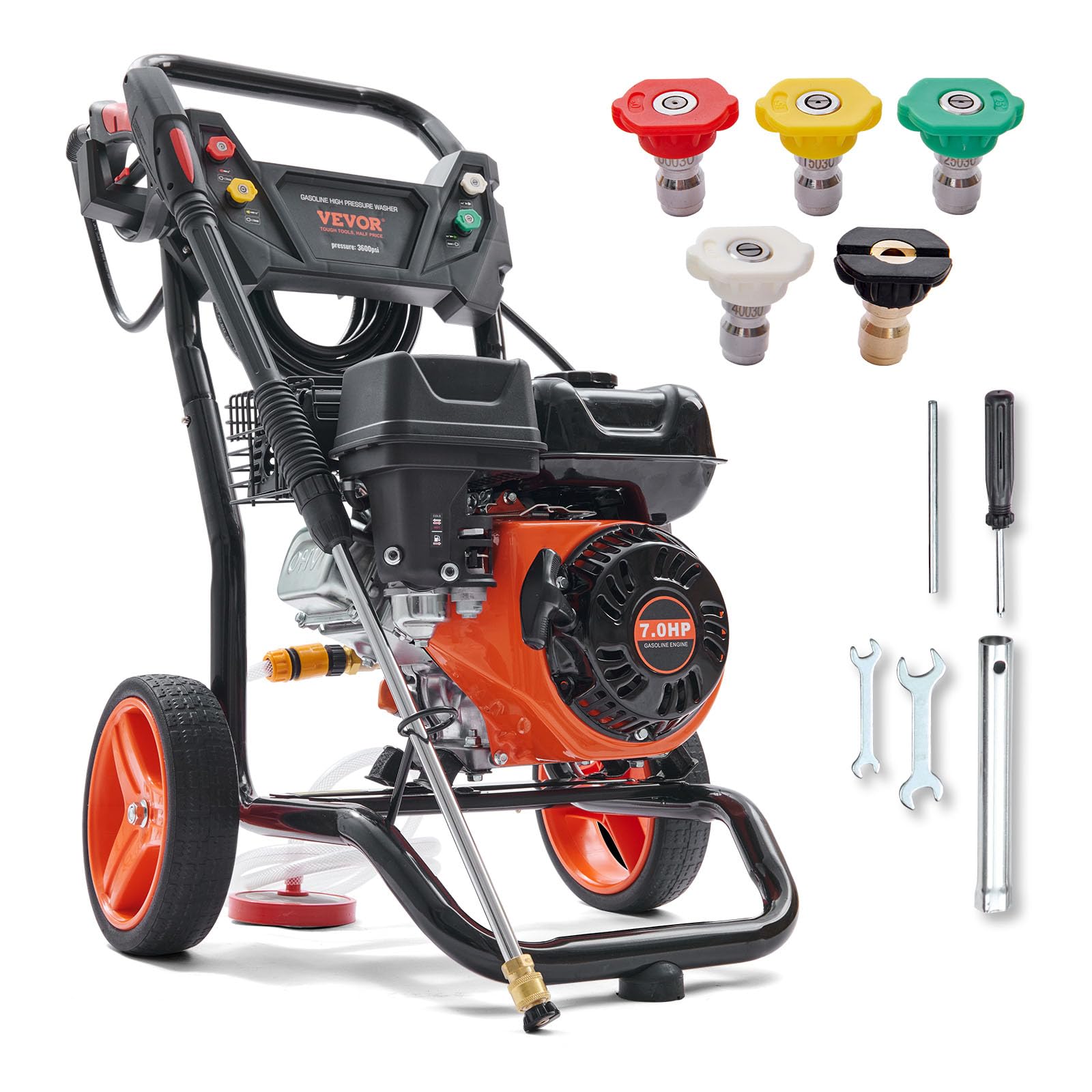 Vevor Gas Pressure Washer, 3600 Psi 2.6 Gpm, Gas Powered Pressure Washer With Copper Pump, Spray Gun And Extension Wand, 5 Quick