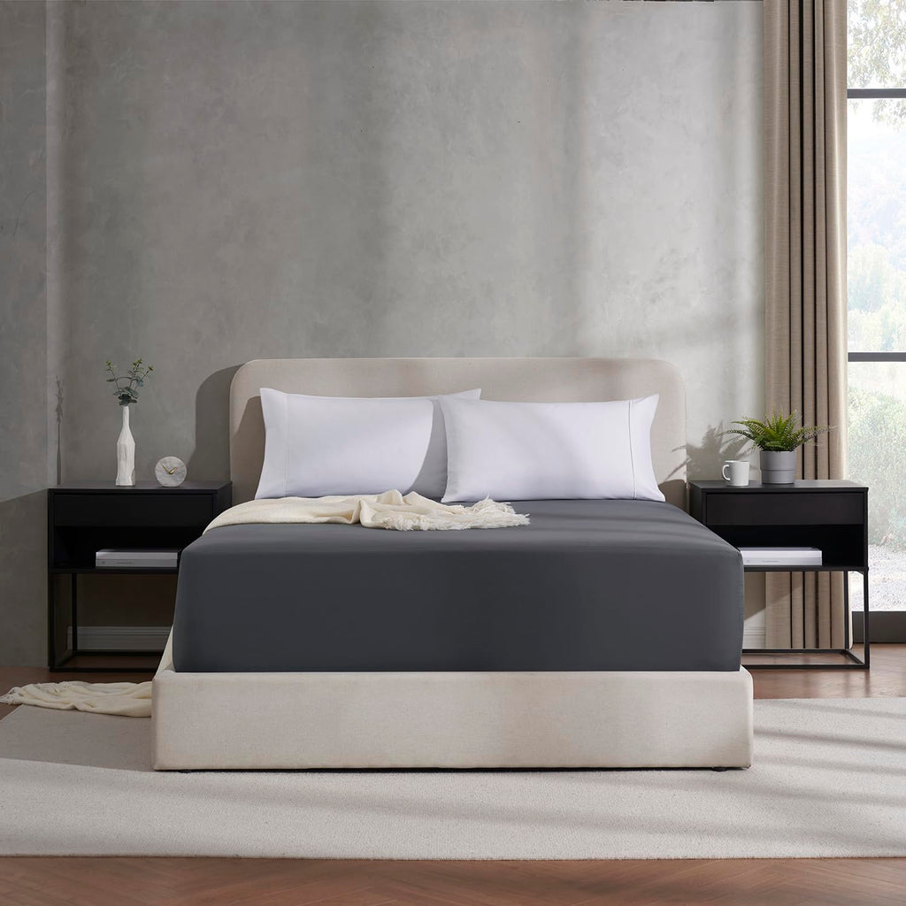 Nestl Grey California King Fitted Sheet - Extra Deep Pocket, Ultra Soft Microfiber Bed Sheet Fits 24 Inch Mattresses
