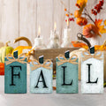 YUJUN 4 PCS Fall Pumpkin Wooden Signs Decoration,Blue Autumn Tiered Tray Pumpkin Tabletop Decor for Thanksgiving Fall Home Kitch