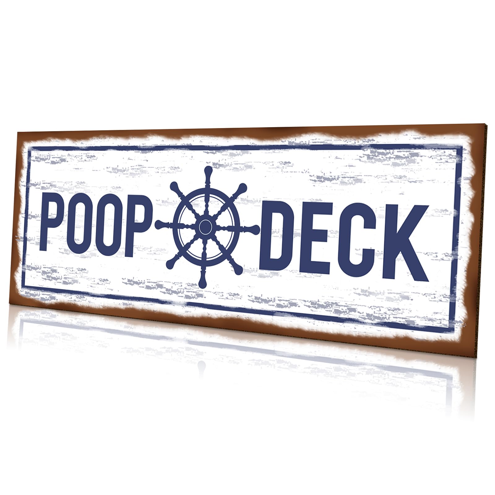 Jetec POOP DECK Sign Nautical Nursery Wall Decor Rustic Beach Bathroom Wood Sign Nautical Boat Decor Ocean Coastal Theme Decorat