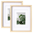 Egofine 11x14 Picture Frames Natural Wood 2 PCS Made of Solid Wood Covered by Plexiglass - for Table Top and Wall Mounting for P
