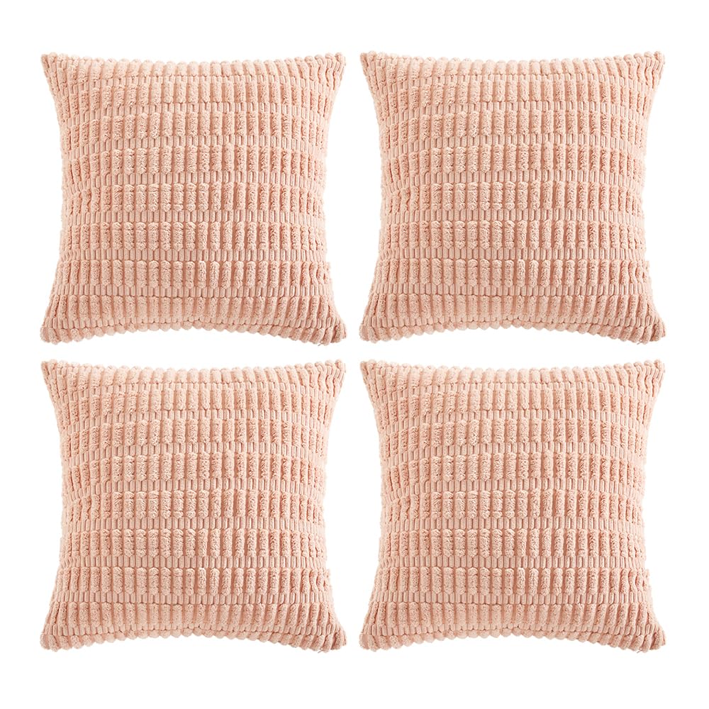 Fancy Homi 4 Packs Boho Pink Decorative Throw Pillow Covers 16X16 Inch For Living Room Couch Bed Sofa, Rustic Modern Farmhouse H