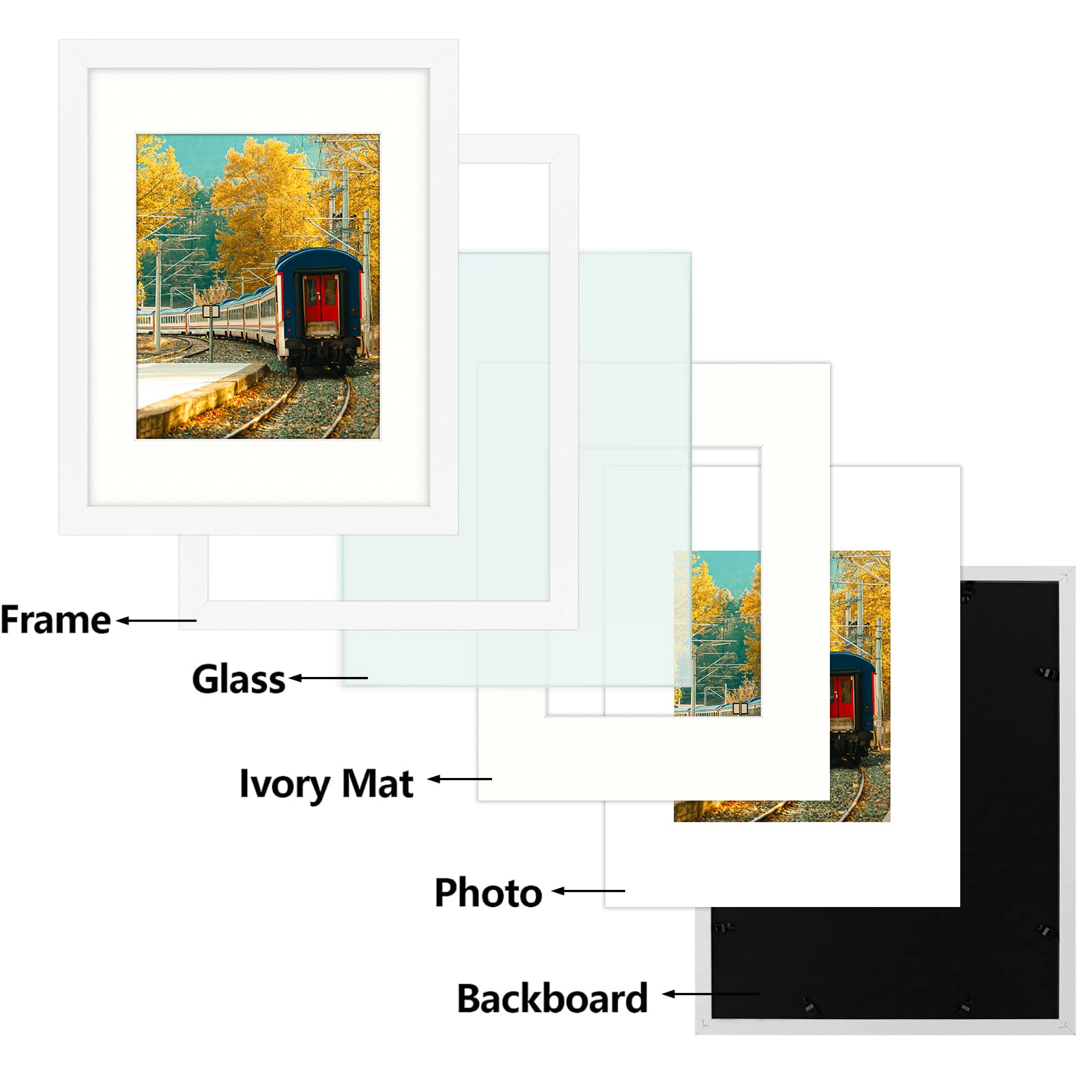 Golden State Art, 11X14 Picture Frame, Poster Frame In White, Display 8X10 With Mat Or 11X14 Without Mat, 2 Pack