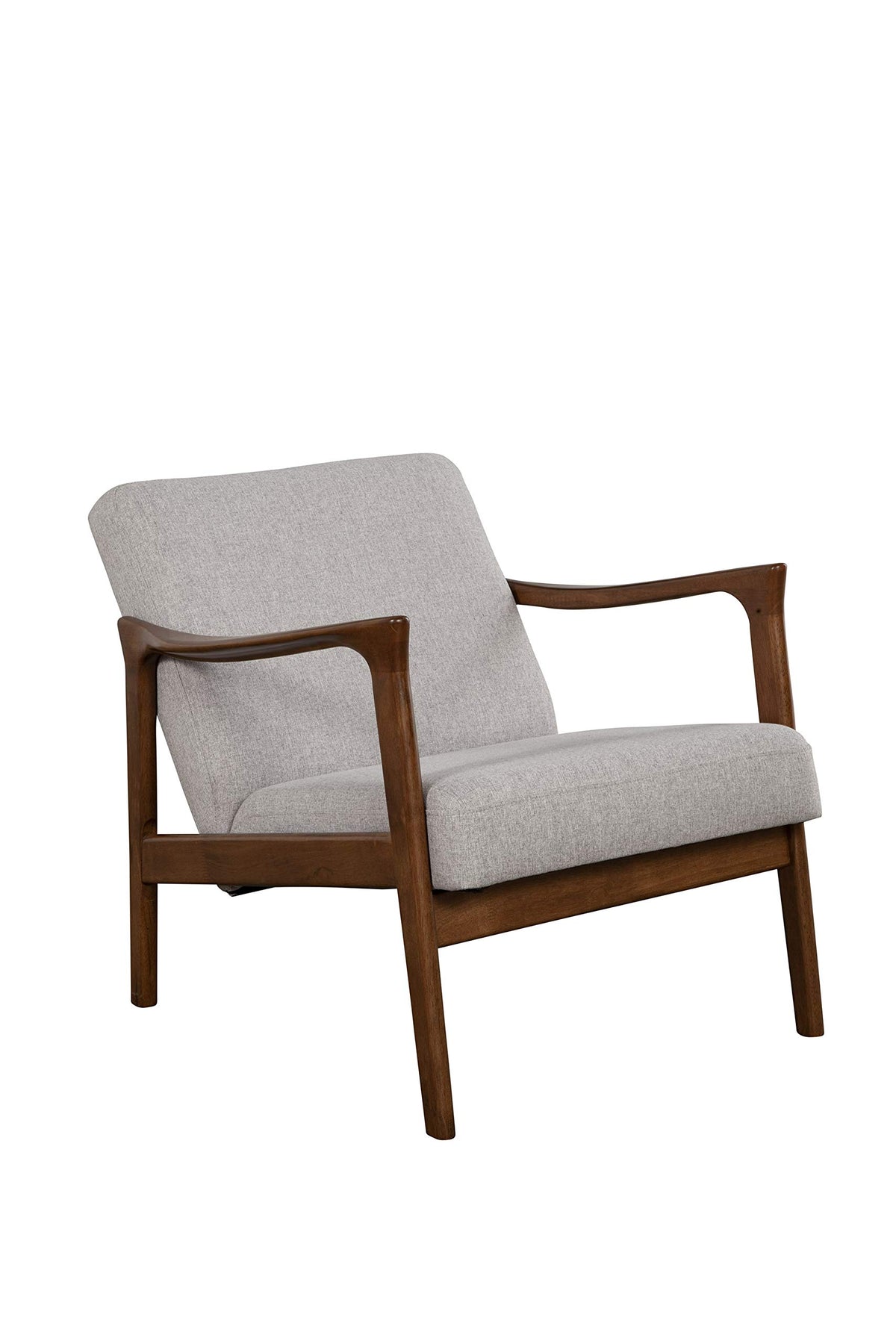 Alpine Furniture Zephyr Mid-Century Retro Accent Lounge Chair Wooden Arm Upholstered Back Living Room Furniture, 33&quot; W X 27.5&quot; D X 29&quot; H, Walnut Finish/Pebble Upholstery