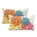 Dfxsz Outdoor Pillow Covers 12X20 Inch Set Of 2 Orange Yellow Red Flower Decorative Waterproof Fall Summer Outdoor Pillow Covers