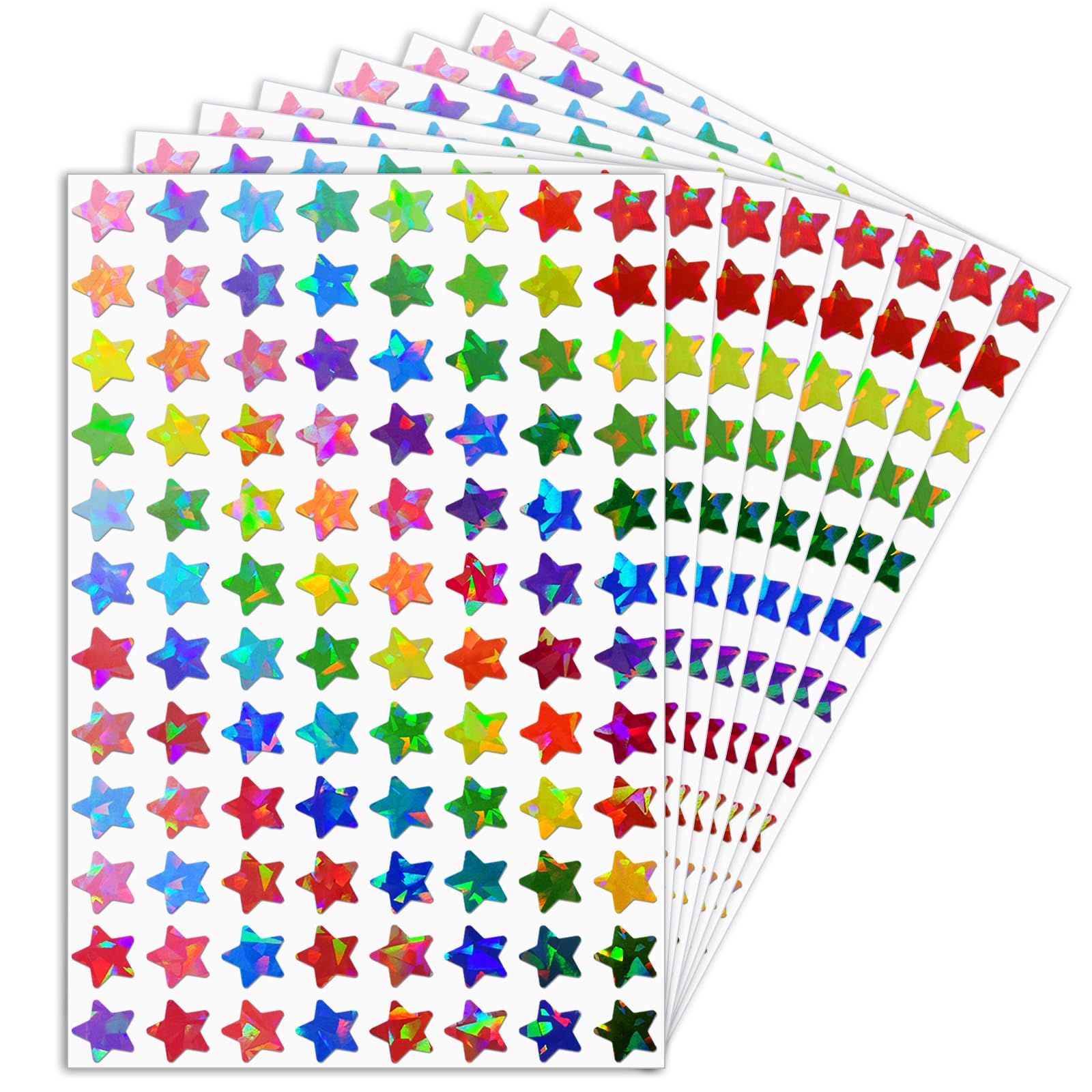 Yeachlaing 0.6 Inch Shiny Star Stickers,2016 Holographic Rainbow Small Star Stickers For Kids Reward, Behavior Chart, Student Pl