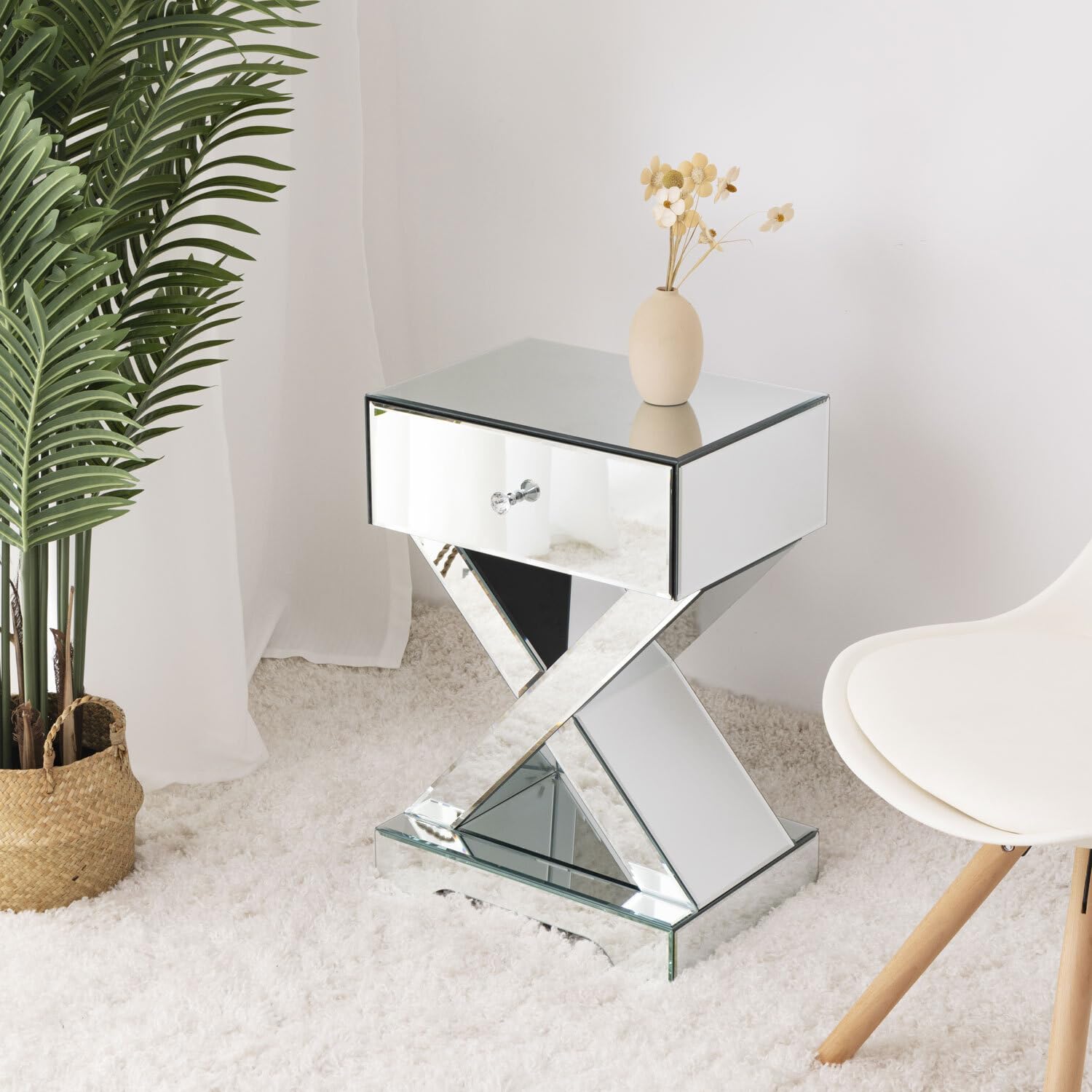 Better Home Products Mirrored Modern Side Table - Thumbnail 4