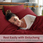 Shilucheng 6 Piece King Sheet Sets, Cooling Sheets, Blend Rayon Derived From Bamboo, Deep Pocket Up To 16', Breathable & Soft Bed Sheets, Hotel Silky Bedding Set, Burgundy