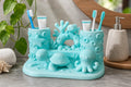 Ocean Theme 3D Printed Toothbrush Holder with Toothpaste Stand | Cute Turtle, Octopus & Coral Bathroom Organizer | Kids & Family