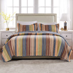 Greenland Home Katy 100% Cotton Reversible Stripe Quilt Set - 3 Piece King/Cal King Bedding