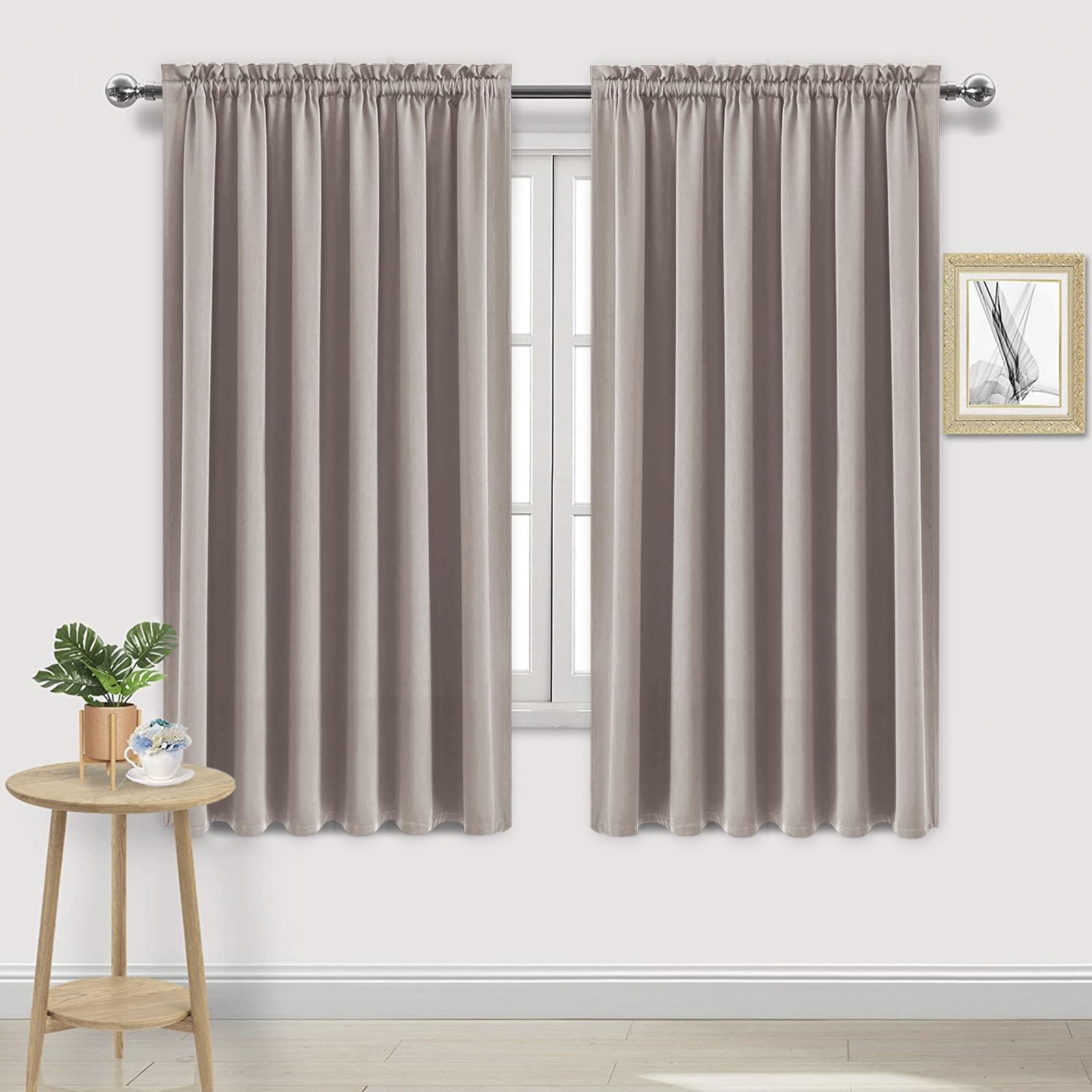 Dwcn Blackout Curtains For Living Room Thermal Insulated, Energy Saving & Noise Reducing Bedroom Curtains, Camel, W 70X L 63 Inc