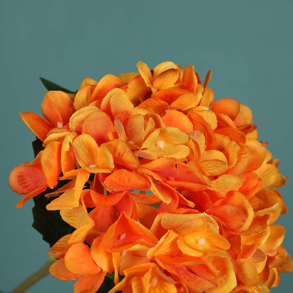 Kisflower 6Pcs Silk Hydrangea Artificial Flowers Realistic Hydrangea Halloween Fall Flowers Bouquet For Wedding Party Office Hom