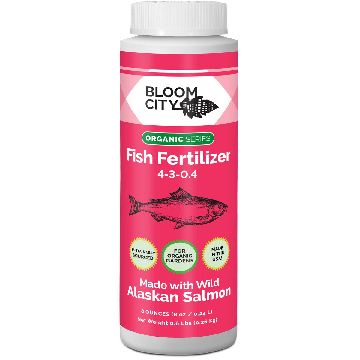 Organic Wild Fish Fertilizer And Plant Supplement, Great For Roots And Soil, Made From Sustainable Salmon, By Bloom City, 1/2 Pi