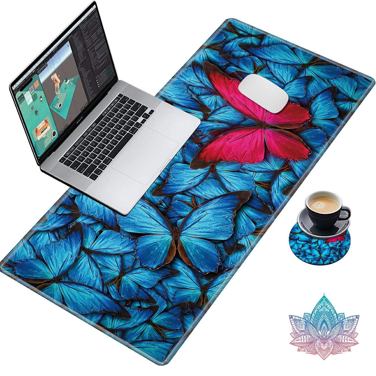 Sindgan Desk Pad, Gaming Large Mouse Pad Xxl Xl Extended Keyboard Mat With Stitched Edges Non Slip Base Computer Mat For Work &