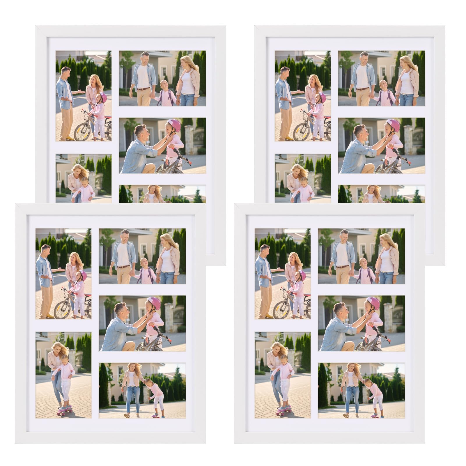 PHAREGE 5 Openings 4x6 Picture Frame Collage White 4 Pack, 11x14 Poster Frame set of 4, Display Family Wedding Photos Horizontal