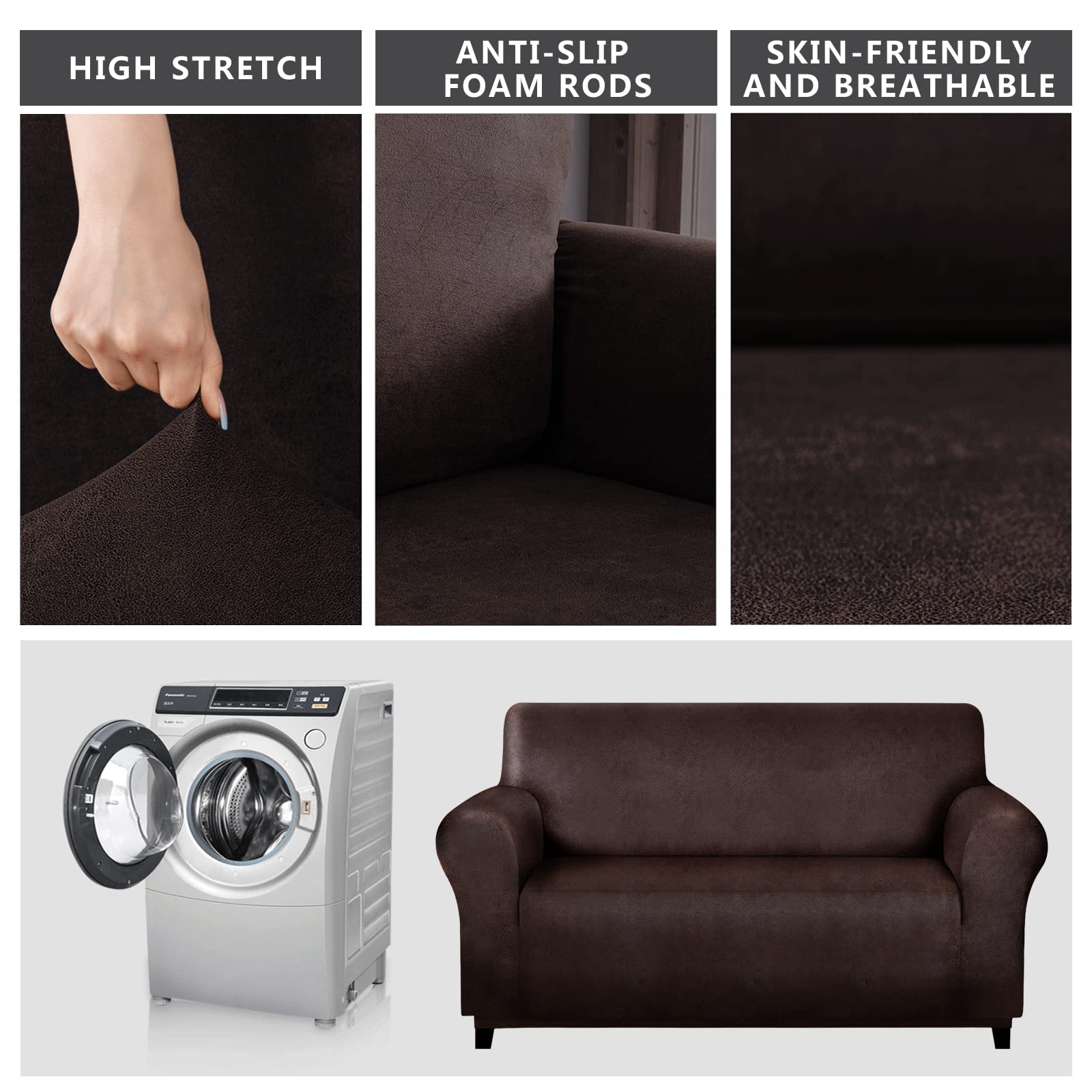 Molasofa Loveseat Covers - Couch Cover For Leather Couches, Soft Loveseat Covers With Leather-Like Quality. Washable, Non-Pillin