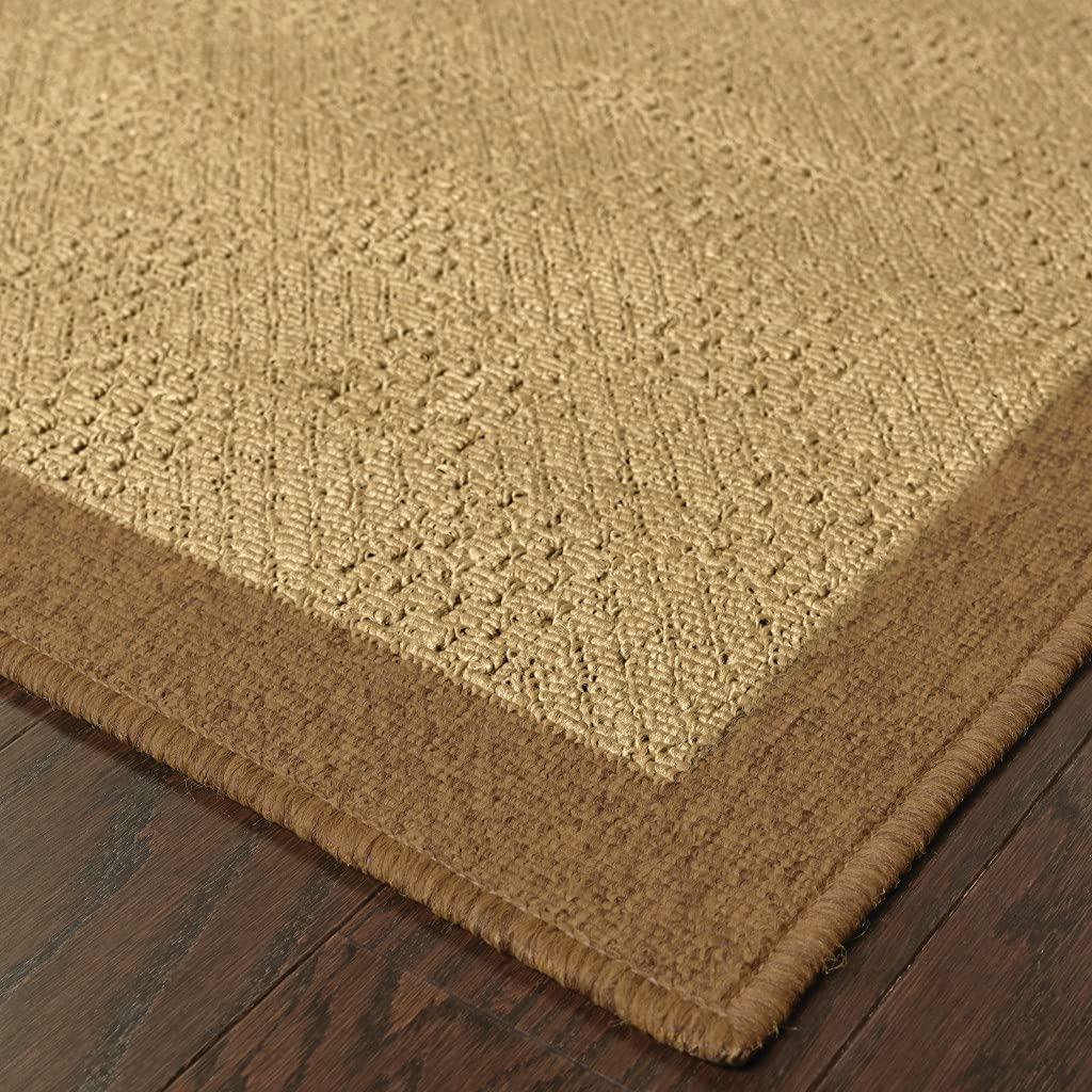 HomeRoots Polypropylene 2’x8’ Beige and Brown Plain Indoor Outdoor Runner Rug