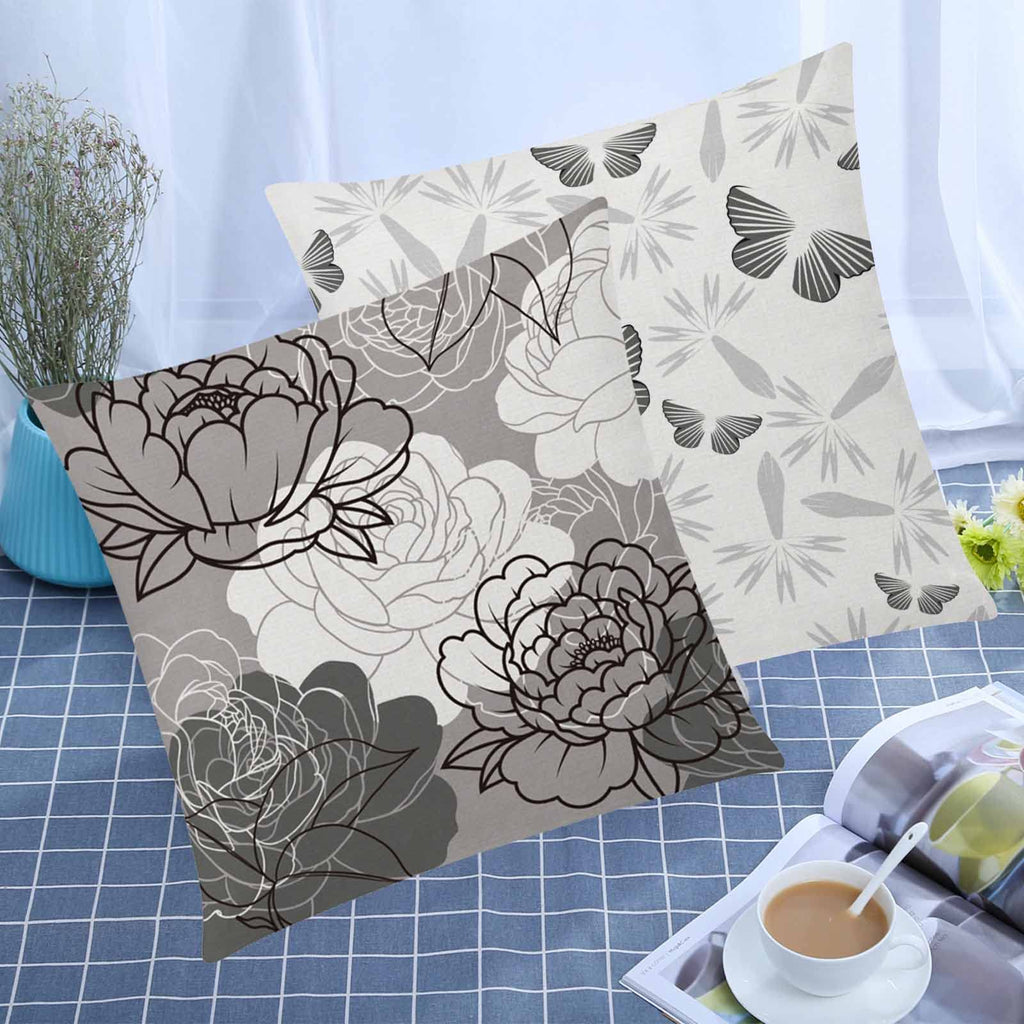 Comminy Grey Pillow Covers 18X18 Set Of 6 Decorative Daisy Flower Throw Pillow Cover For Couch Modern Cushion Cover For Patio Li