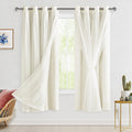 Hiasan Ivory Blackout Curtains with Sheer Overlay, Grommet Thermal Insulated Mix & Match Double Layer Window Curtains for Girls 