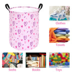 Acmuuni 19.7' Round Pink Gift Basket Laundry Hamper Girls Laundry Basket With Handles,Storage Basket For Kids Room Bedroom Deco